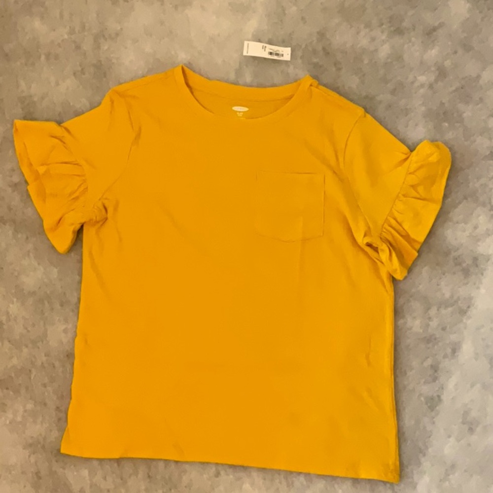 Ruffle-Sleeve Pocket Tee, XL (14) PLUS
